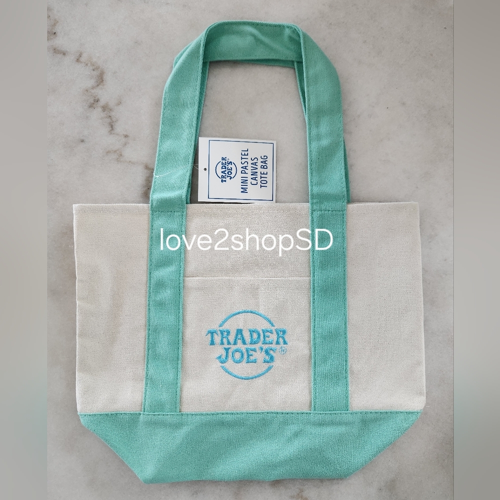 Trader Joe’s Mini Canvas Tote Limited Edition Pastel Green NWT UNUSED